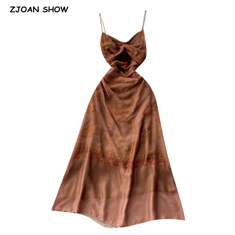 Vintage Coffee Painting Print Bow Ruched Chest Spaghetti Strap Midi Dress Retro Sexy Women Sling Dresses Vestido Party Robe
Vintage Coffee Painting Print Bow Ruched Chest Spaghetti Strap Midi Dress Retro Sexy Women Sling Dresses Vestido Party Robe