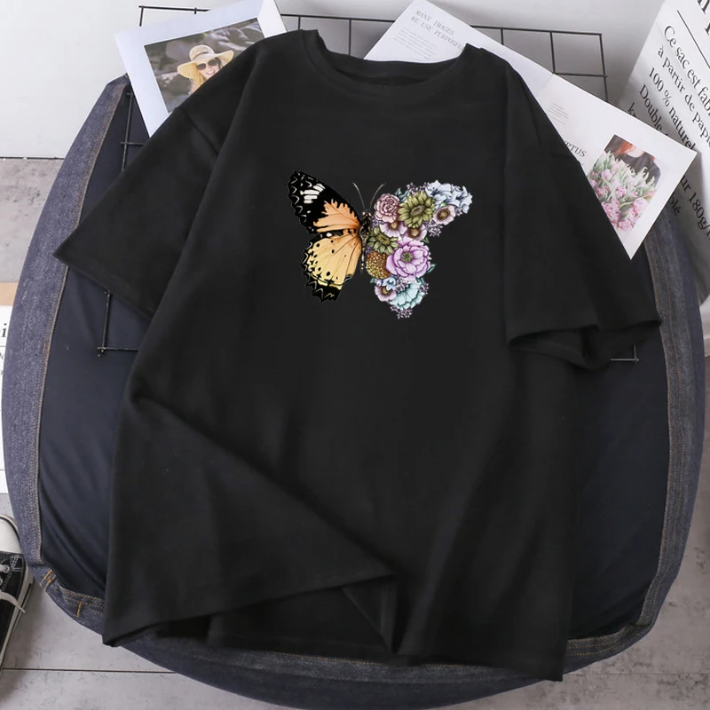 Fashion O-neck Female T-shirts Summer Butterfly Print Woman Camisetas High Quality Tees Short Sleeve Casual Lady Clothing 2021
Fashion O-neck Female T-shirts Summer Butterfly Print Woman Camisetas High Quality Tees Short Sleeve Casual Lady Clothing 2021