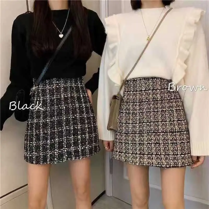 Vintage Plaid Tweed Skirts Thicken Women 2020 Winter Elegant Single-Breasted Short Mini Skirt High Waist Female A-line Skirt
Vintage Plaid Tweed Skirts Thicken Women 2020 Winter Elegant Single-Breasted Short Mini Skirt High Waist Female A-line Skirt