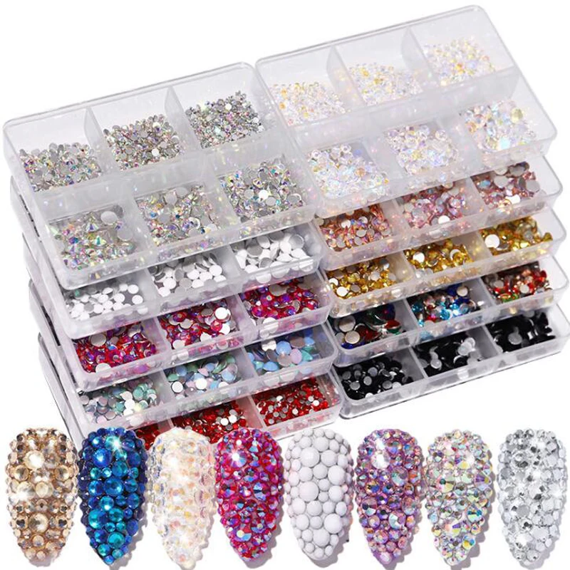 6Grids In 1Box Rhniestones Mixed Size Crystal AB Gold Silver 3D Non HotFix Flat Back Nail Art Diamond Gem Shinny Rhinestones A
6Grids In 1Box Rhniestones Mixed Size Crystal AB Gold Silver 3D Non HotFix Flat Back Nail Art Diamond Gem Shinny Rhinestones A