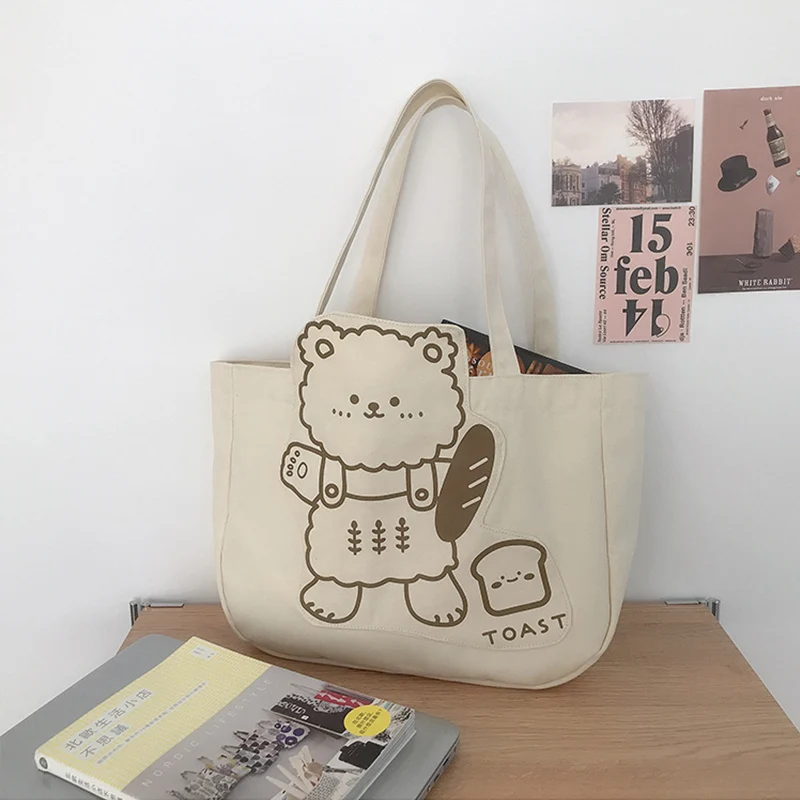 Women Canvas Shoulder Bag Cute Bear Print Handbag Cotton Cloth Big Tote Large Capacity Kawaii Books Bag Shopping Bags For Ladies
Women Canvas Shoulder Bag Cute Bear Print Handbag Cotton Cloth Big Tote Large Capacity Kawaii Books Bag Shopping Bags For Ladies