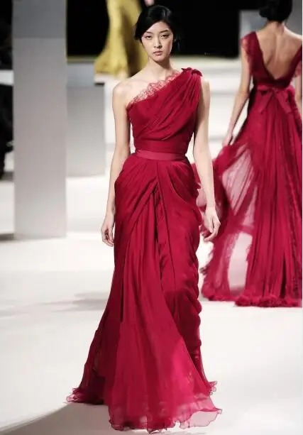 Burgundy Celebrity Dresses A-line One-shoulder Chiffon Lace Backless Long Famous Formal Red Carpet Dresses
Burgundy Celebrity Dresses A-line One-shoulder Chiffon Lace Backless Long Famous Formal Red Carpet Dresses