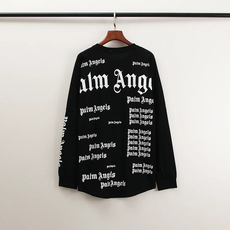 

Palm Angels street hip-hop graffiti letters full print men and women the same loose bottoming shirt long-sleeved T-shirt
