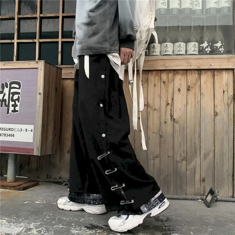 Men Pin Buckle 2 Pieces Splice Casual Loose Wide Leg Straight Pant Male Streetwear Hip Hop Elastic Waist Pant Harem Trousers
Men Pin Buckle 2 Pieces Splice Casual Loose Wide Leg Straight Pant Male Streetwear Hip Hop Elastic Waist Pant Harem Trousers