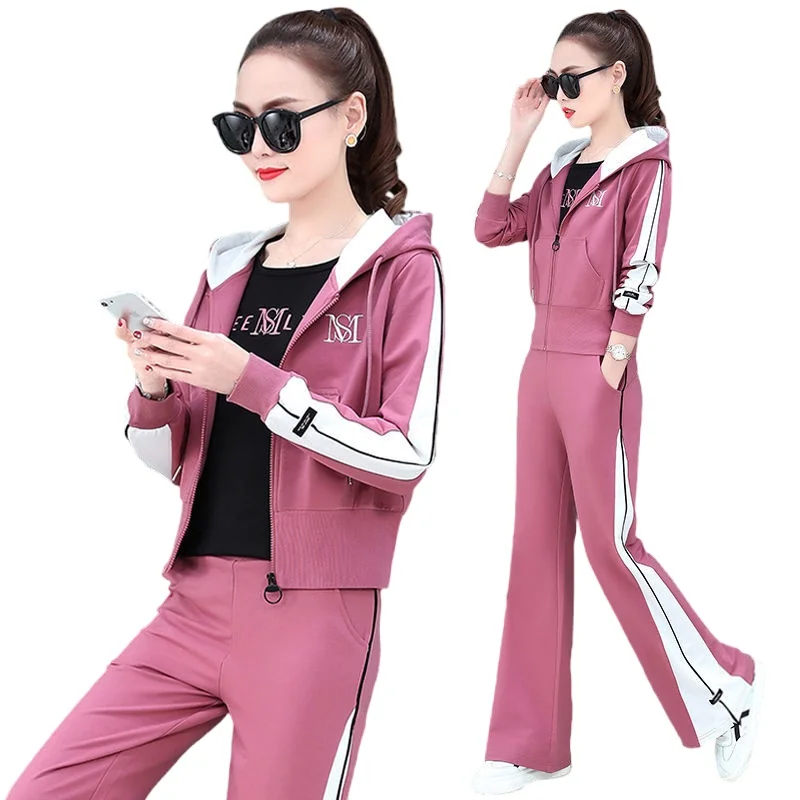 Women's sportswear three-piece suit 2021 spring and autumn new fashion loose flared pants slim casual wear
Women's sportswear three-piece suit 2021 spring and autumn new fashion loose flared pants slim casual wear