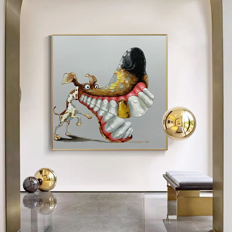 Hand-Painted Oil Painting on Canvas Big Mouth Funny Dog Wall Hang Art Home Decor Decoracao Para Casa Cuadros Para Salon No Frame
Hand-Painted Oil Painting on Canvas Big Mouth Funny Dog Wall Hang Art Home Decor Decoracao Para Casa Cuadros Para Salon No Frame