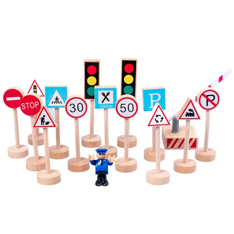 16Pcs Colorful Wooden Street Traffic Signs Parking Scene Kids Children Education
16Pcs Colorful Wooden Street Traffic Signs Parking Scene Kids Children Education