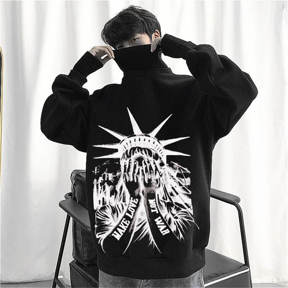 Black Hip Hop Turtleneck Hoodie Streetwear Men High Street Sweatshirt Girl Cool Tops Punk Funny Spring Autumn Japan Hoodies Male
Black Hip Hop Turtleneck Hoodie Streetwear Men High Street Sweatshirt Girl Cool Tops Punk Funny Spring Autumn Japan Hoodies Male