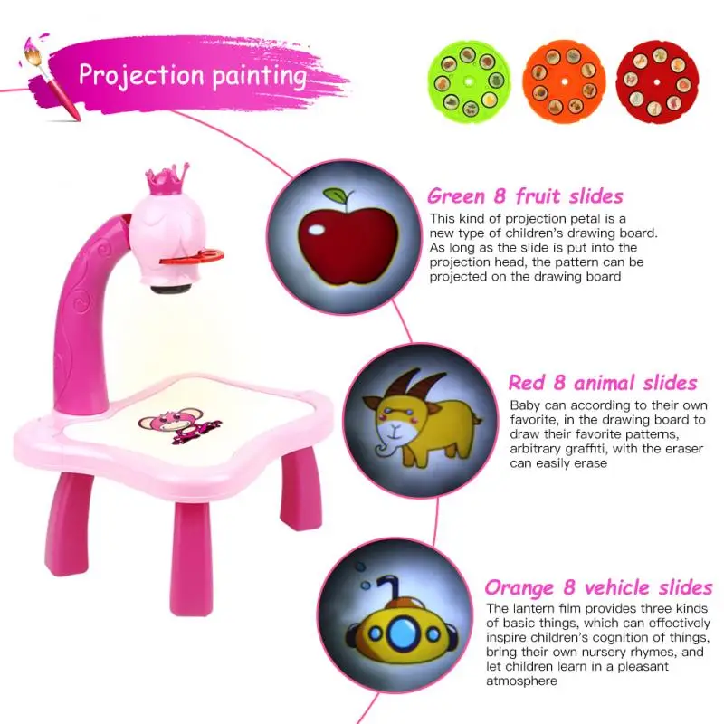 Children Painting Board Desk Toy Music LED Projector Art Drawing Table Kids Educational Smart Learn Painting Drawing Table
Children Painting Board Desk Toy Music LED Projector Art Drawing Table Kids Educational Smart Learn Painting Drawing Table