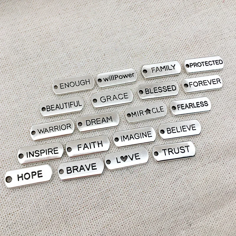 20Pcs Mix Tibetan Silver Inspirational Charms Rectangular English Alphabet Jewelry Making Pendant Necklace Pendant 8x20MM
20Pcs Mix Tibetan Silver Inspirational Charms Rectangular English Alphabet Jewelry Making Pendant Necklace Pendant 8x20MM