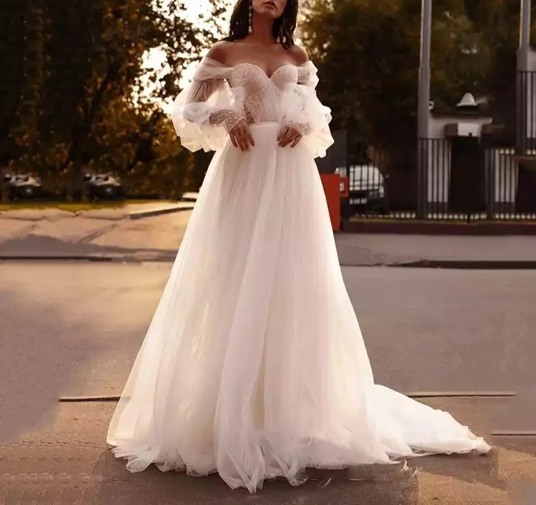 A-line Lace Wedding Dress Princess With Lush Sleeves Vestido De Noiva Floor Length Gowns Bride Dresses Robe De Mariee Casamento
A-line Lace Wedding Dress Princess With Lush Sleeves Vestido De Noiva Floor Length Gowns Bride Dresses Robe De Mariee Casamento