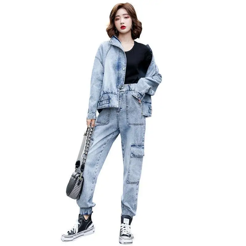 Autumn Winter Women Sets Denim Clothing Two Pieces Jackets And Pant Moto&biker Female Suits Fashion Koren Style Sport Jackets 
Autumn Winter Women Sets Denim Clothing Two Pieces Jackets And Pant Moto&biker Female Suits Fashion Koren Style Sport Jackets