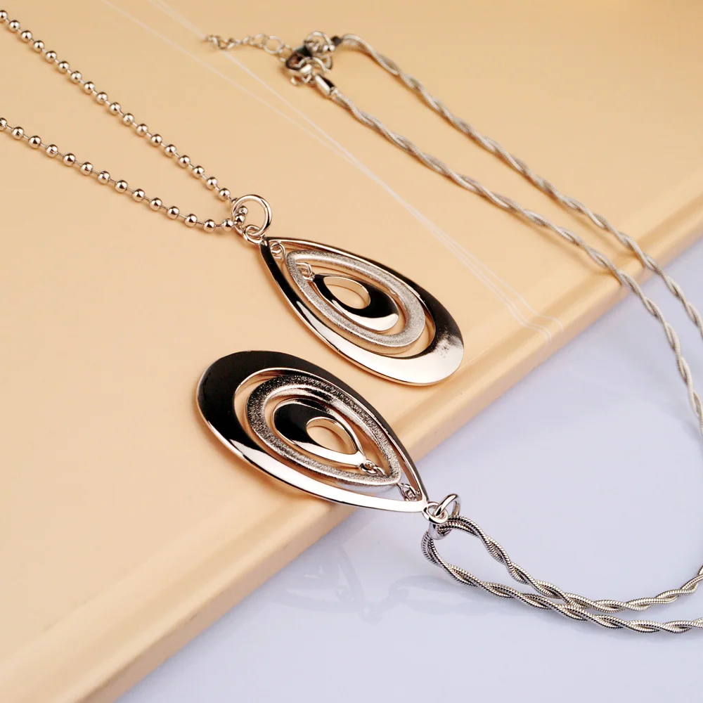 Woman's 925 Sterling Silver Necklace Fashion Water Drop Pendant Design Beads Chain Feaml Popular Silver Jewelry Brithday Gift
Woman's 925 Sterling Silver Necklace Fashion Water Drop Pendant Design Beads Chain Feaml Popular Silver Jewelry Brithday Gift