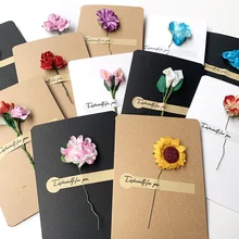 5pcs Retro DIY Kraft Paper Dried Flower Greeting Card With Envelope Birthday es Wedding Party Invitation Envelope