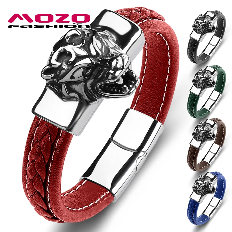 MOZO Dropshipping Men Trendy Stainless Steel Bracelets Tiger Jewelry Genuine Leather Braided Wholesale High Quality Bangles 123
MOZO Dropshipping Men Trendy Stainless Steel Bracelets Tiger Jewelry Genuine Leather Braided Wholesale High Quality Bangles 123