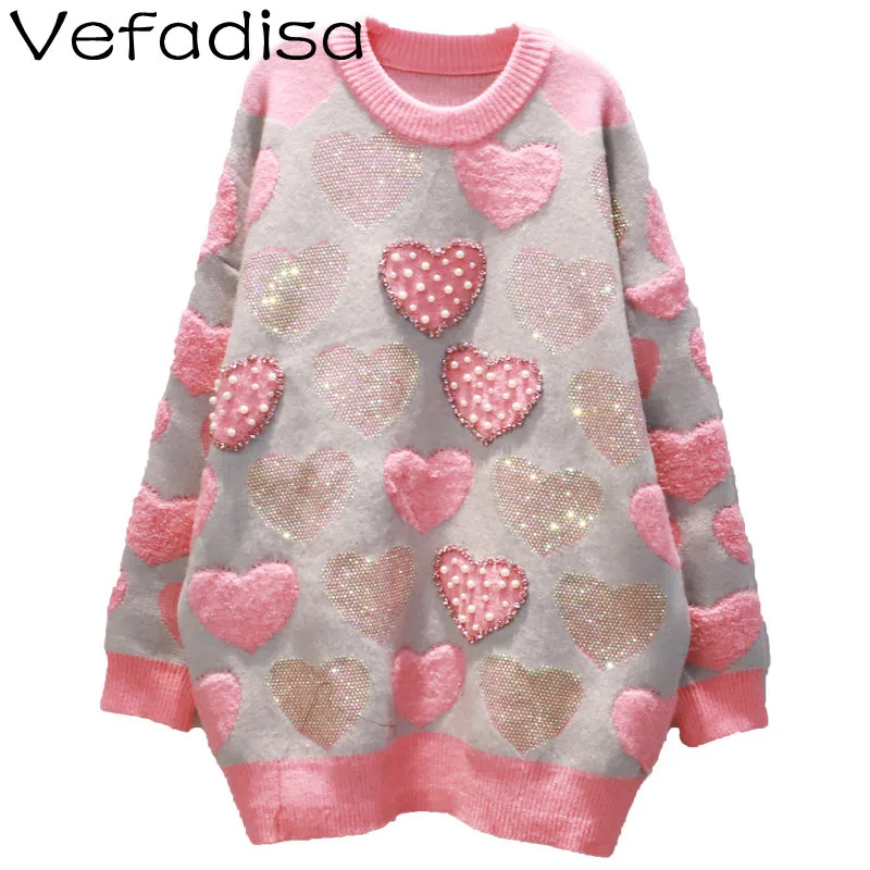 Vefadisa Designed Hot Diamond Love Knit Pullover Sweater 2021 Autumn And Winter Loose Round Neck Pink Pullover Sweater TT517
Vefadisa Designed Hot Diamond Love Knit Pullover Sweater 2021 Autumn And Winter Loose Round Neck Pink Pullover Sweater TT517
