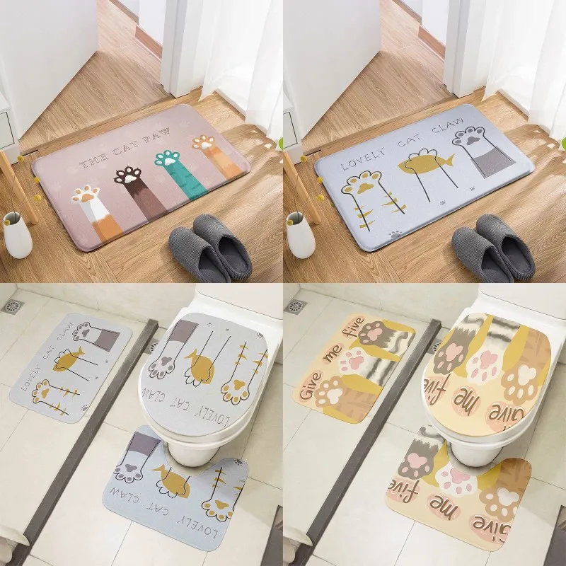 Cute Cat Printed Bathroom Mat Set Toilet Carpet Rug Flannel Non-Slip Toilet Rug Bathroom Shower Room Rug Floor Mats Decoration
Cute Cat Printed Bathroom Mat Set Toilet Carpet Rug Flannel Non-Slip Toilet Rug Bathroom Shower Room Rug Floor Mats Decoration