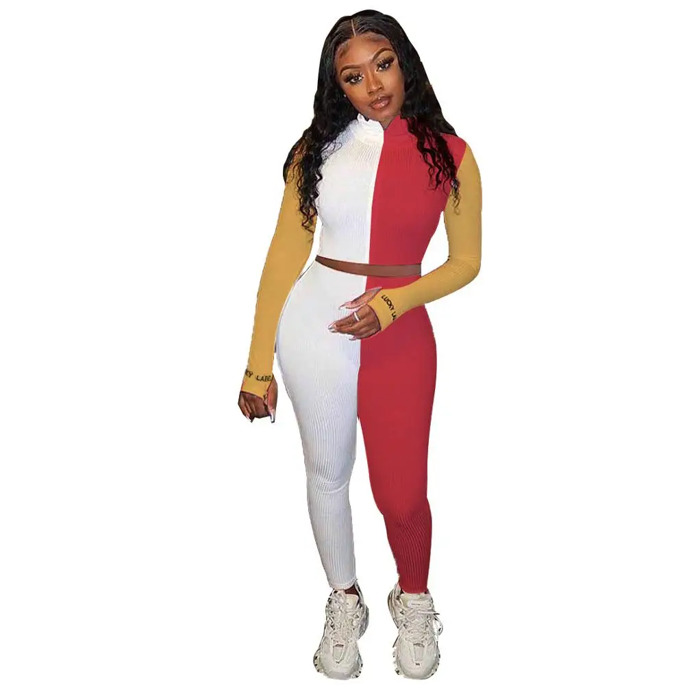 Autumn new fashion stitching women's sports suit slim fit o-neck long sleeve T-shirt and trousers 2-piece set
Autumn new fashion stitching women's sports suit slim fit o-neck long sleeve T-shirt and trousers 2-piece set
