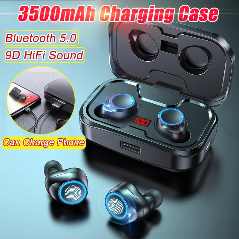 TWS Bluetooth 5.0 Earphones 3500mAh Charging Box Wireless Headphone 9D Stereo Sports Waterproof Earbuds Headsets With Microphone
TWS Bluetooth 5.0 Earphones 3500mAh Charging Box Wireless Headphone 9D Stereo Sports Waterproof Earbuds Headsets With Microphone