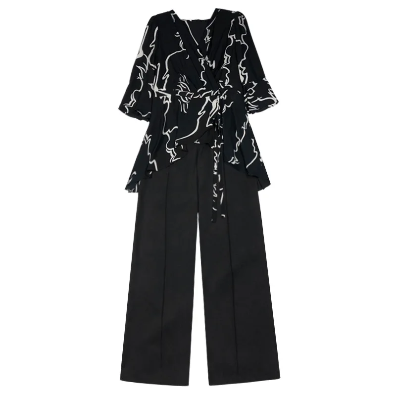 5XL Black Fashionable Two Piece Loose Set V-Neck Top And Pants Female Costume Office Lady Women's Suit
5XL Black Fashionable Two Piece Loose Set V-Neck Top And Pants Female Costume Office Lady Women's Suit