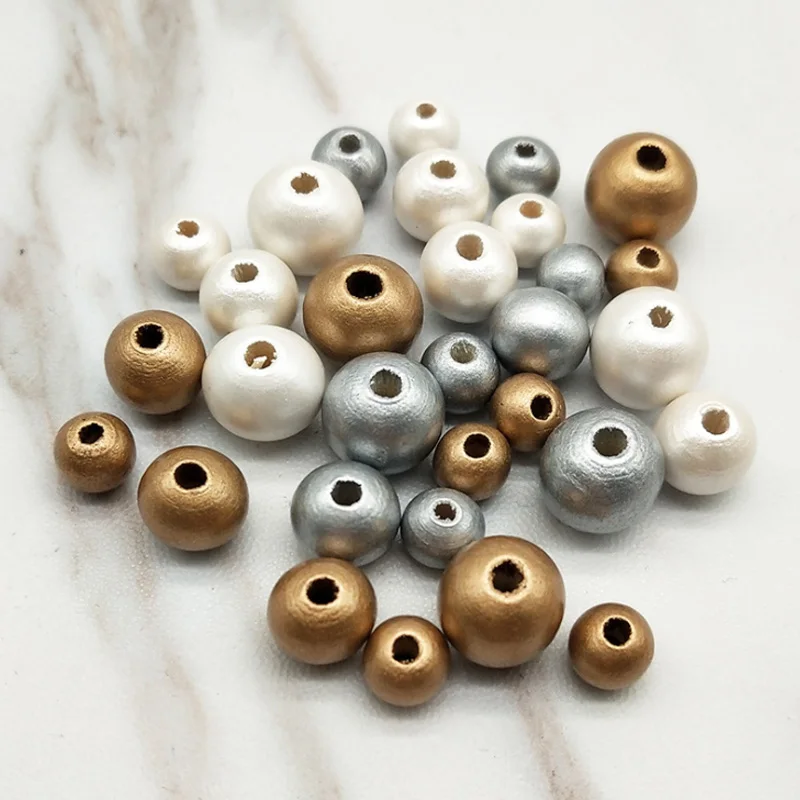 Jewelry Accessories Golden Silver Pearl Wood Beads DIY Handmade Balls Clothing Bag Environmental Protection Lead Free
Jewelry Accessories Golden Silver Pearl Wood Beads DIY Handmade Balls Clothing Bag Environmental Protection Lead Free