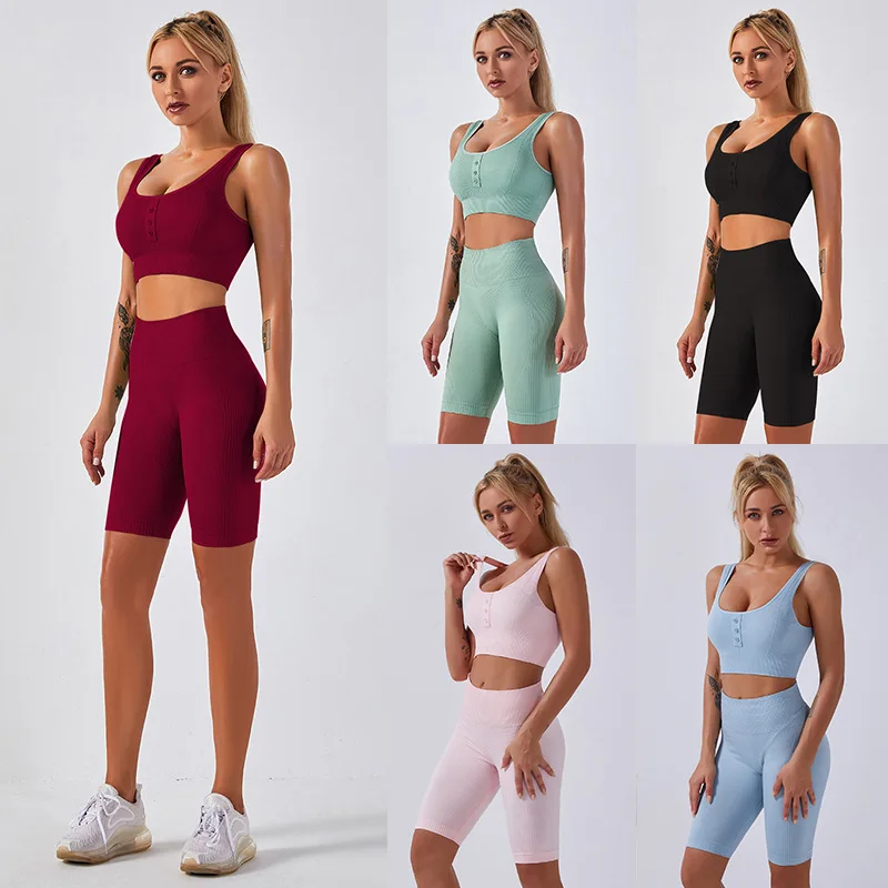 Sports Bra Fitness Women Sportswear Two-piece Set of Button Vest Bra Shorts for Gym Female Underwear Running Push Up Lingerie
Sports Bra Fitness Women Sportswear Two-piece Set of Button Vest Bra Shorts for Gym Female Underwear Running Push Up Lingerie