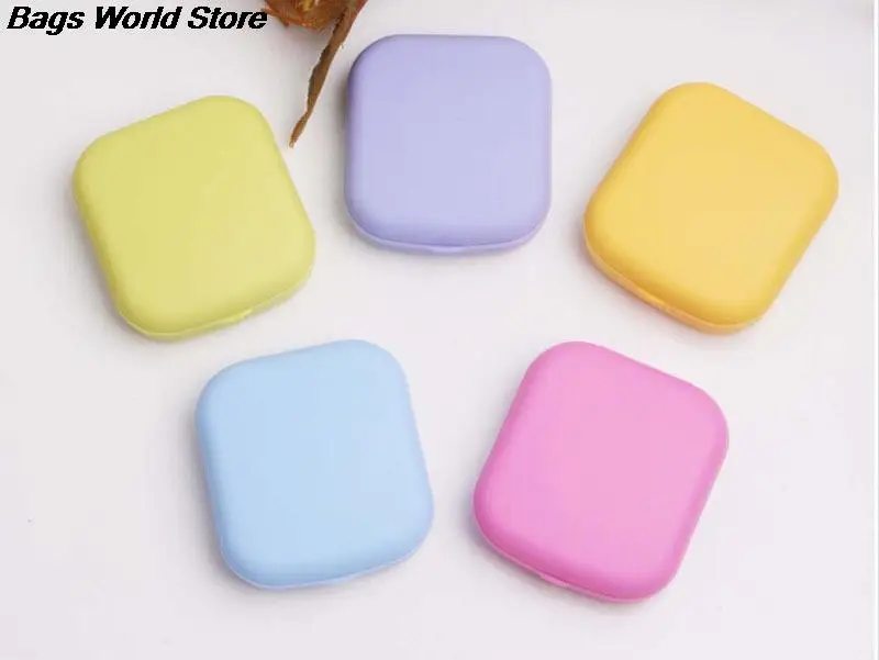 1 aet Popular Travel Kit Easy Carry Mirror Container Mini Square Contact Lens Case Box | Багаж и сумки