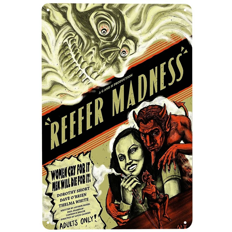 Reefer madness printed Vintage Metal Signs Retro Tin Signs Funny Poster Decor for Bar Pub Club Decoration for Living Room Home
Reefer madness printed Vintage Metal Signs Retro Tin Signs Funny Poster Decor for Bar Pub Club Decoration for Living Room Home