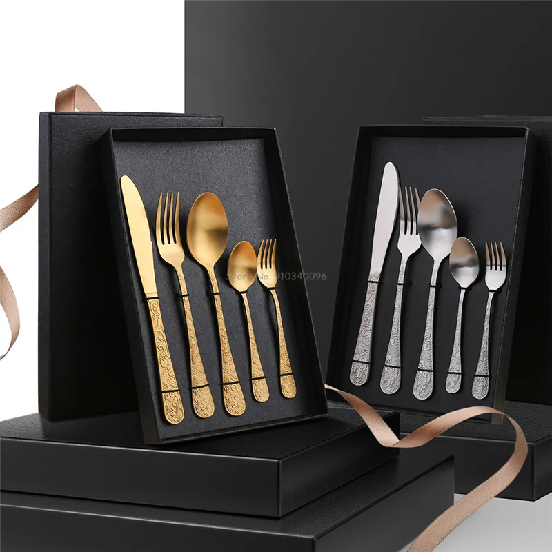 5Pcs/set Stainless steel Western Cutlery set Knife Fork Spoon Dinner Set Dessert Dinnerware Western Steak Tableware Spoon Fork
5Pcs/set Stainless steel Western Cutlery set Knife Fork Spoon Dinner Set Dessert Dinnerware Western Steak Tableware Spoon Fork