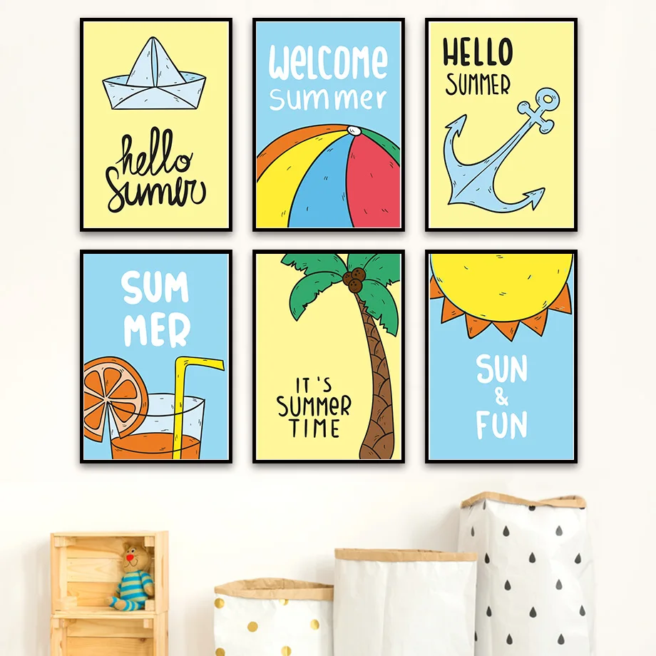 Sun Boat Anchor Palm Volleyball Summer Cartoon Wall Art Canvas Painting Nordic Posters And Prints Wall Pictures Kids Room Decor
Sun Boat Anchor Palm Volleyball Summer Cartoon Wall Art Canvas Painting Nordic Posters And Prints Wall Pictures Kids Room Decor