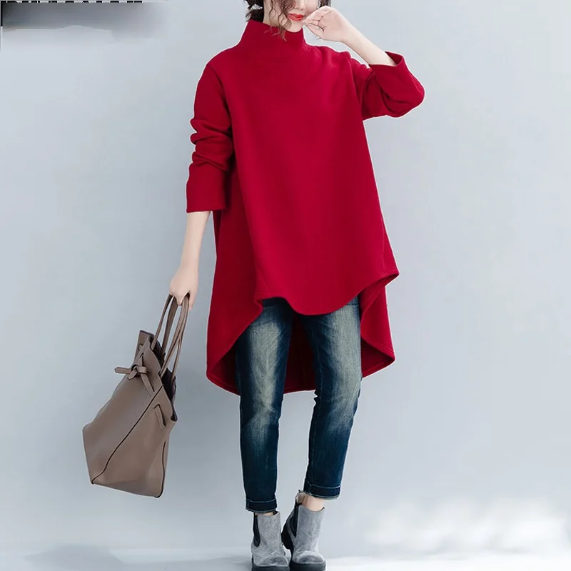 Plus Size Women Pullover Winter Warm Hoodies Sweatshirts Cotton Knitted Thicken Top Female Turtleneck Loose Clothes 2019
Plus Size Women Pullover Winter Warm Hoodies Sweatshirts Cotton Knitted Thicken Top Female Turtleneck Loose Clothes 2019