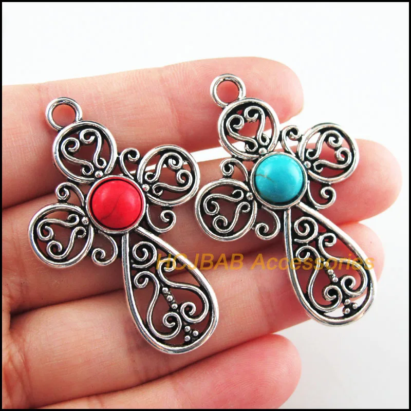 5Pcs Retro Tibetan Silver Tone Cross Flower Blue&Red Stone Charms Pendants 31x47.5mm
5Pcs Retro Tibetan Silver Tone Cross Flower Blue&Red Stone Charms Pendants 31x47.5mm
