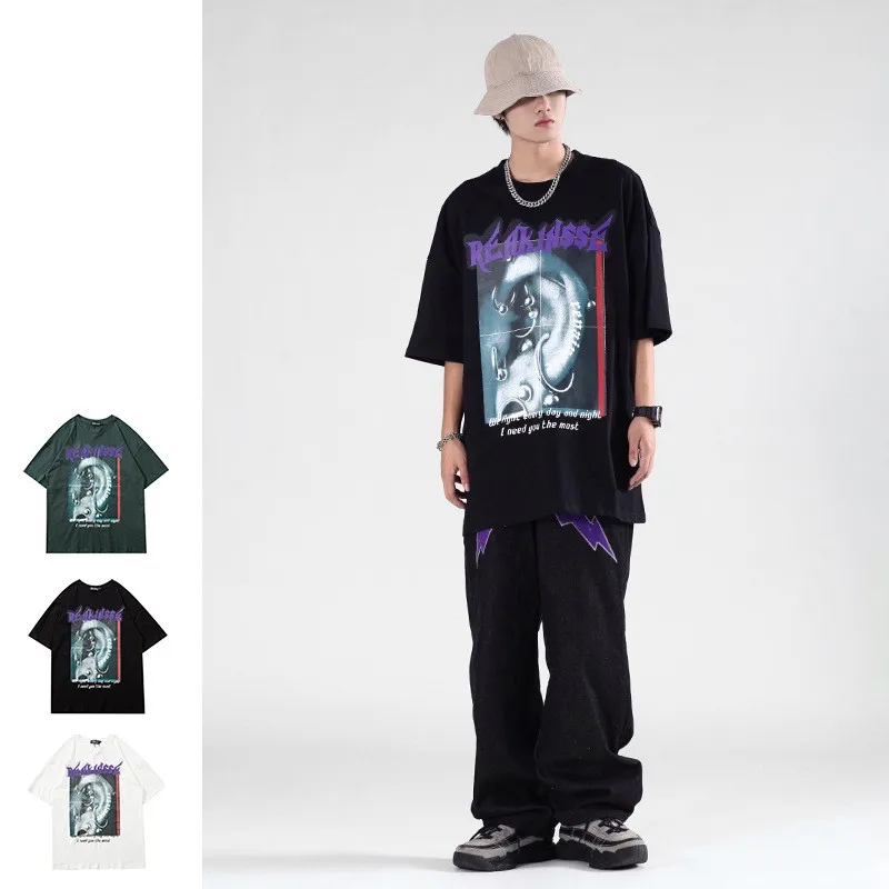 New Summer Trend Art Abstract Printing Loose Oversize Couple Khmer Short-sleeved T-shirt Male Hip-hop Retro Casual Rock Cool
New Summer Trend Art Abstract Printing Loose Oversize Couple Khmer Short-sleeved T-shirt Male Hip-hop Retro Casual Rock Cool