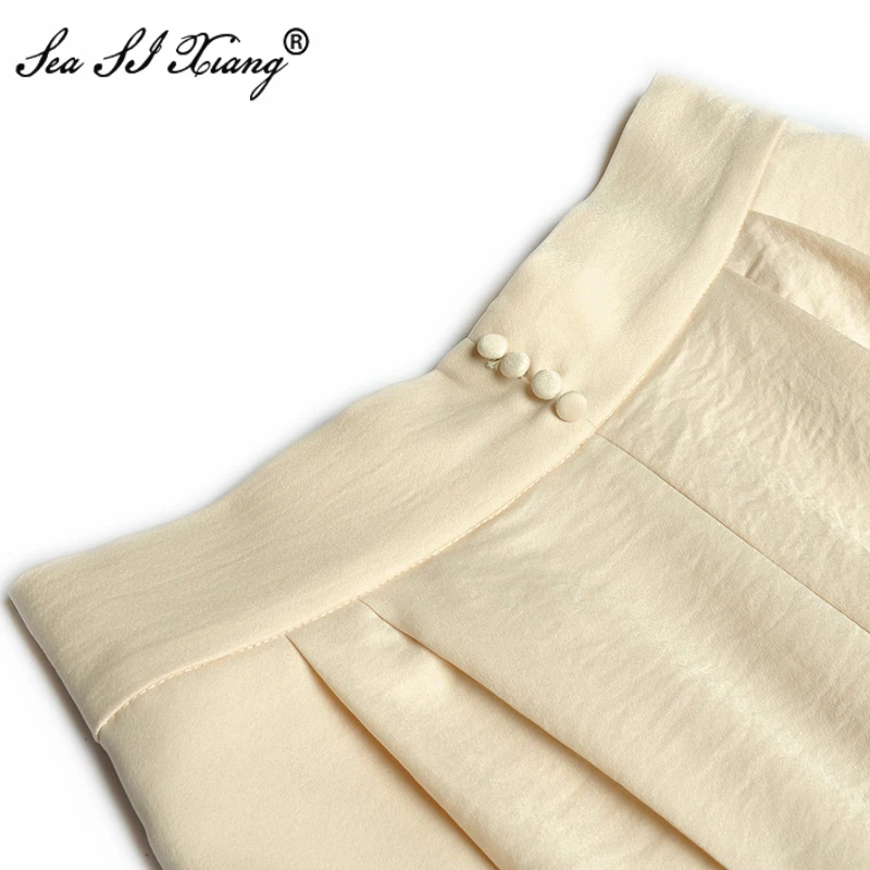 SEASIXIANG Fashion Designer Autumn Solid Sets Women's V-Neck lantern Sleeve Short Tops + Wide leg pants Two-piece set
SEASIXIANG Fashion Designer Autumn Solid Sets Women's V-Neck lantern Sleeve Short Tops + Wide leg pants Two-piece set