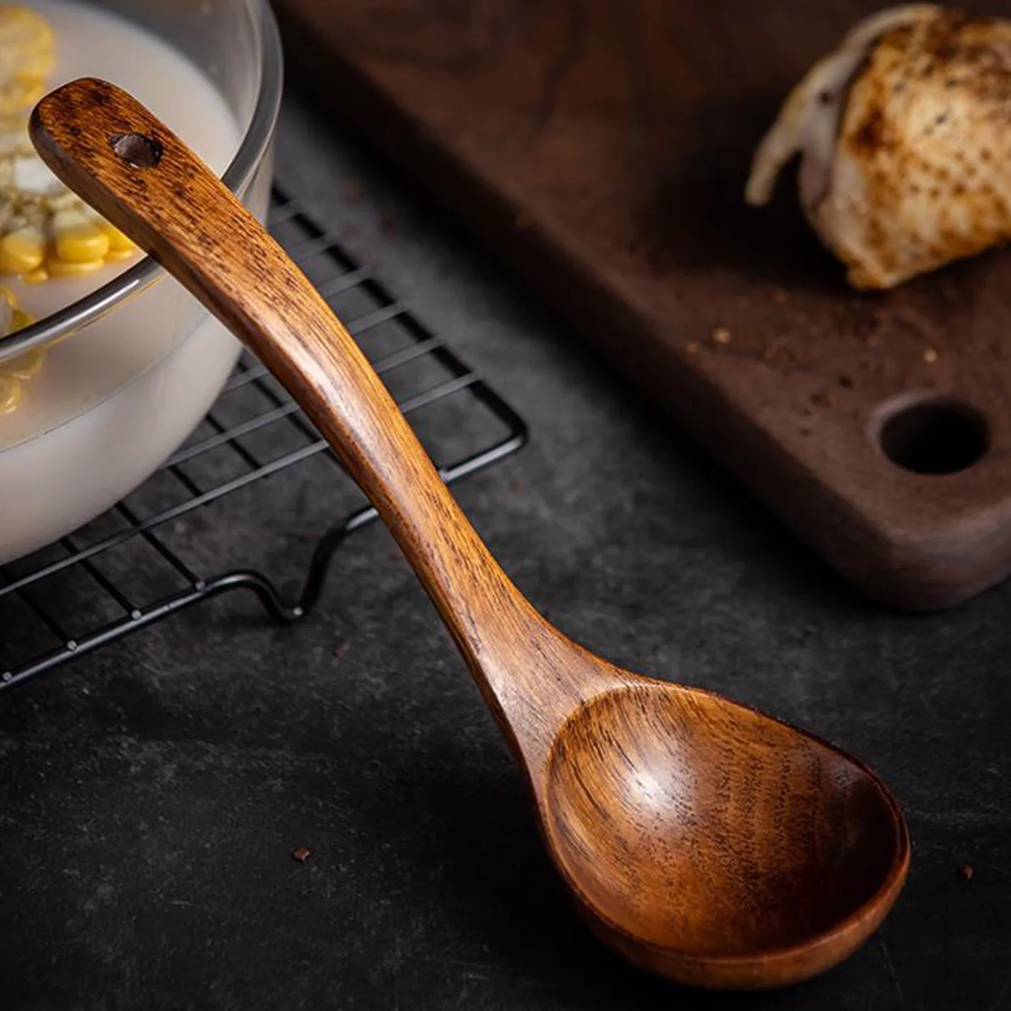 Деревянная ложка Бамбуковая кухонная утварь инструмент для приготовления пищи