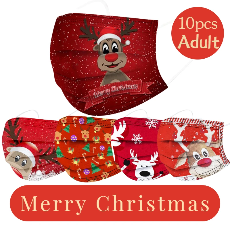 10pcs Adult Christmas Disposable Face Mask Elk Print Mascarillas Quirurgicas Homologadas Navidad 3 -layer Women mask Masque
10pcs Adult Christmas Disposable Face Mask Elk Print Mascarillas Quirurgicas Homologadas Navidad 3 -layer Women mask Masque
