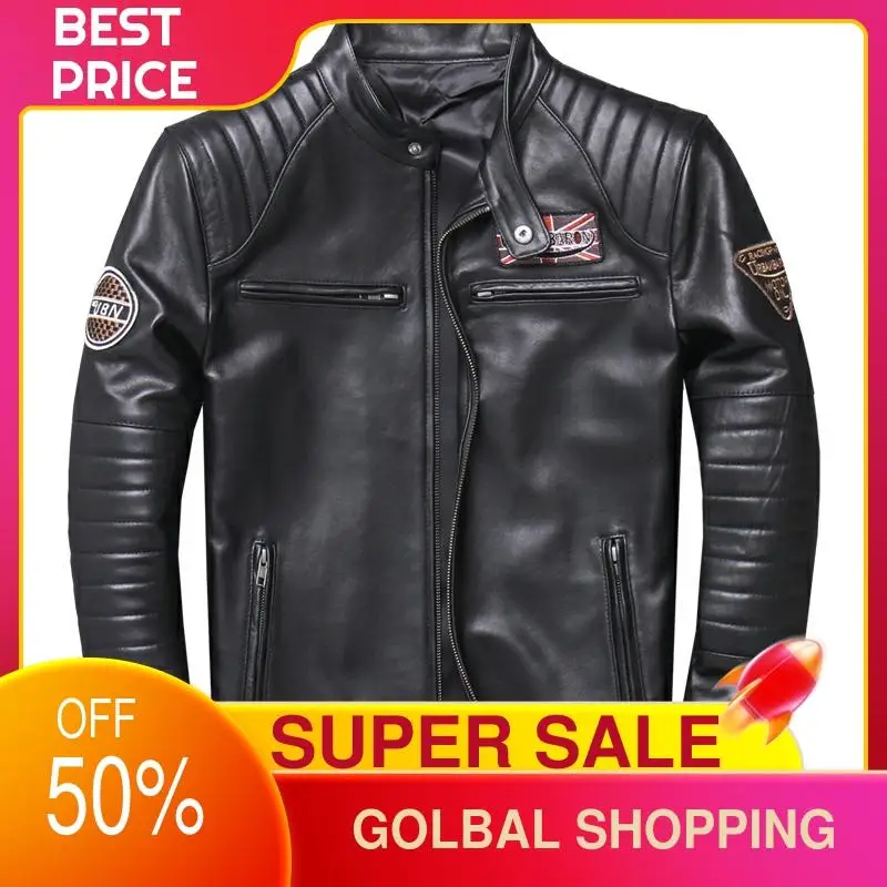 2021 Black Motorcycle Style Genuine Leather Jacket Men Stand Collar Plus Size 4XL Real Thin Sheepskin Spring Slim Fit Biker Coat
2021 Black Motorcycle Style Genuine Leather Jacket Men Stand Collar Plus Size 4XL Real Thin Sheepskin Spring Slim Fit Biker Coat