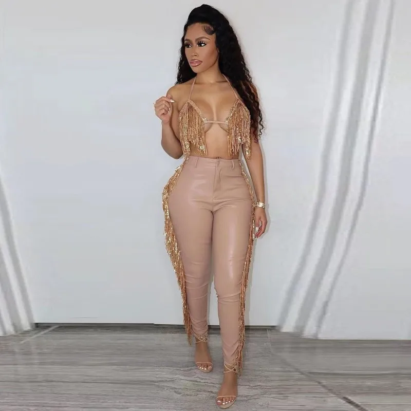 2022 Sprig Summer Women Sport Fitness 2 Two Piece Set Outfits Sleeveless Tassel Tops And Pants Suits Sets Bodycon Tracksuit
2022 Sprig Summer Women Sport Fitness 2 Two Piece Set Outfits Sleeveless Tassel Tops And Pants Suits Sets Bodycon Tracksuit