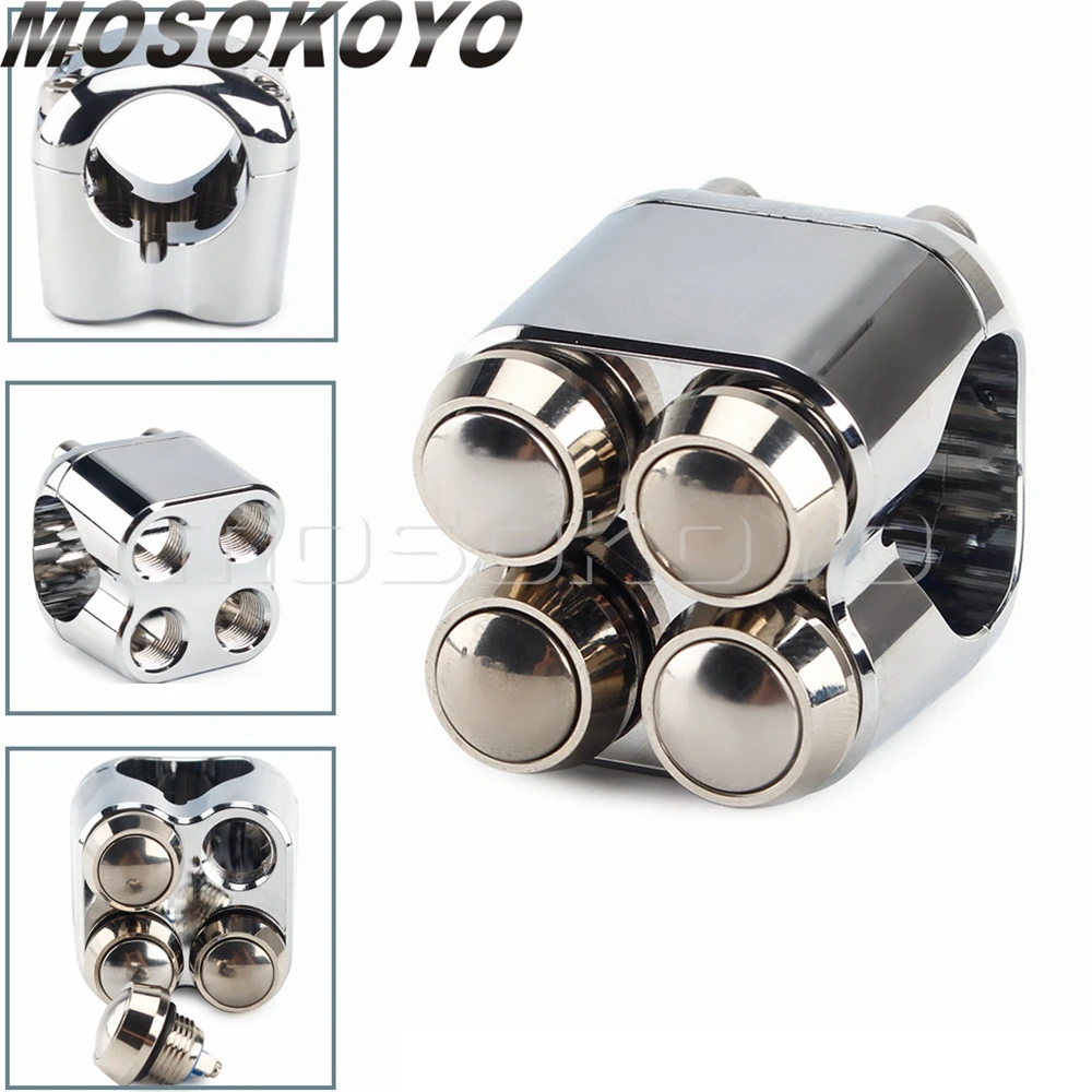 Aluminum 4-Buttons Motorcycle Lights Switch 25mm 1inch Handlebar Controller Push Button Universal for Harley Honda Suzuki BMW
Aluminum 4-Buttons Motorcycle Lights Switch 25mm 1inch Handlebar Controller Push Button Universal for Harley Honda Suzuki BMW