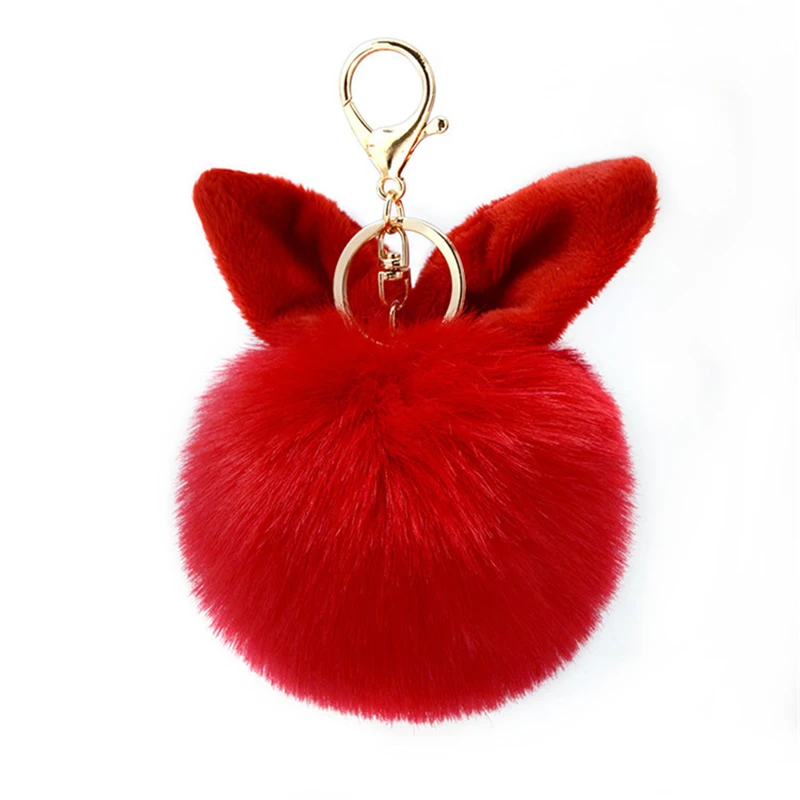 

2021 Fur Pompom Key Chain Fake Rabbit Fur Ball Keychains Porte Clef Pom Pom Fluffy Bag Charms Bunny Pendants Keychain Keyring