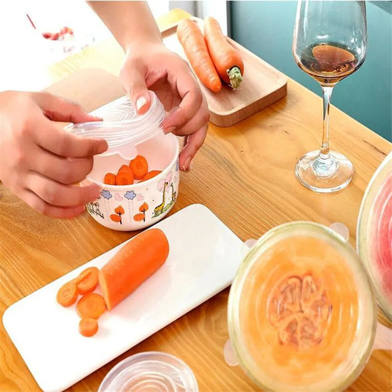 Stretchable Magic Lids 6pcs Reusable Silicone Food Cover Stretch Lids Universal Food Wrap Cover Food Fresh Keeping Silicone Caps
Stretchable Magic Lids 6pcs Reusable Silicone Food Cover Stretch Lids Universal Food Wrap Cover Food Fresh Keeping Silicone Caps