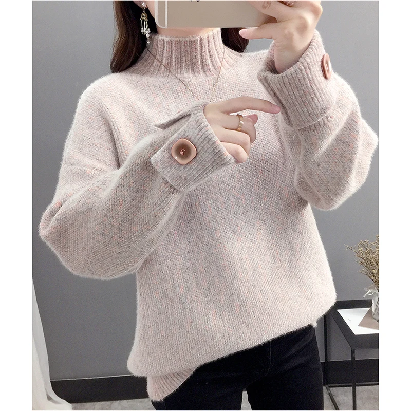 Turtleneck Sweater Women Loose Outer Wear New Women's Winter mink Velvet Ladies Lazy Knit Top With Bottoming Shirt Warm Pullover 
Turtleneck Sweater Women Loose Outer Wear New Women's Winter mink Velvet Ladies Lazy Knit Top With Bottoming Shirt Warm Pullover