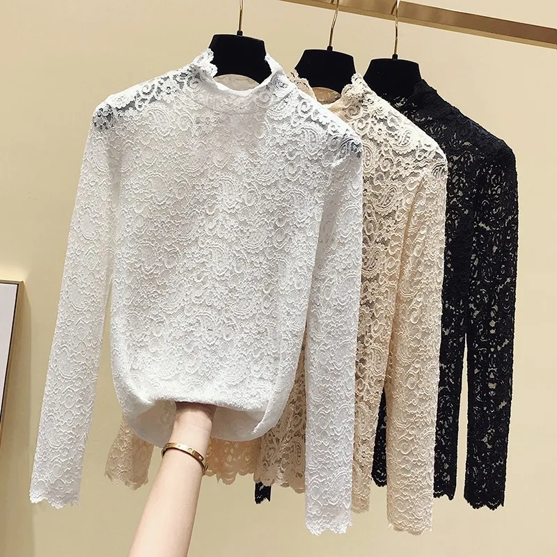 Long Sleeve Turtleneck Hollow White Lace Blouse Shirt Women Tops Blusa Blusas Mujer De Moda 2021 Womens Tops And Blouses D881
Long Sleeve Turtleneck Hollow White Lace Blouse Shirt Women Tops Blusa Blusas Mujer De Moda 2021 Womens Tops And Blouses D881