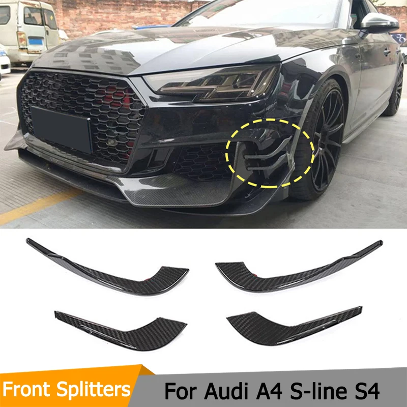 Car Front Bumper Splitters Air Vents For Audi A4 S-LINE S4 2019 Carbon Fiber Front Bumper Fins Splitters Canards
Car Front Bumper Splitters Air Vents For Audi A4 S-LINE S4 2019 Carbon Fiber Front Bumper Fins Splitters Canards