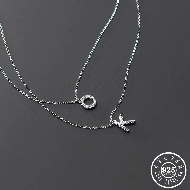 925 Sterling Silver Alphabet Initial Letter Zircon O K Pendant Statement Double Layer Chain Party Chokers Necklaces for Women
925 Sterling Silver Alphabet Initial Letter Zircon O K Pendant Statement Double Layer Chain Party Chokers Necklaces for Women