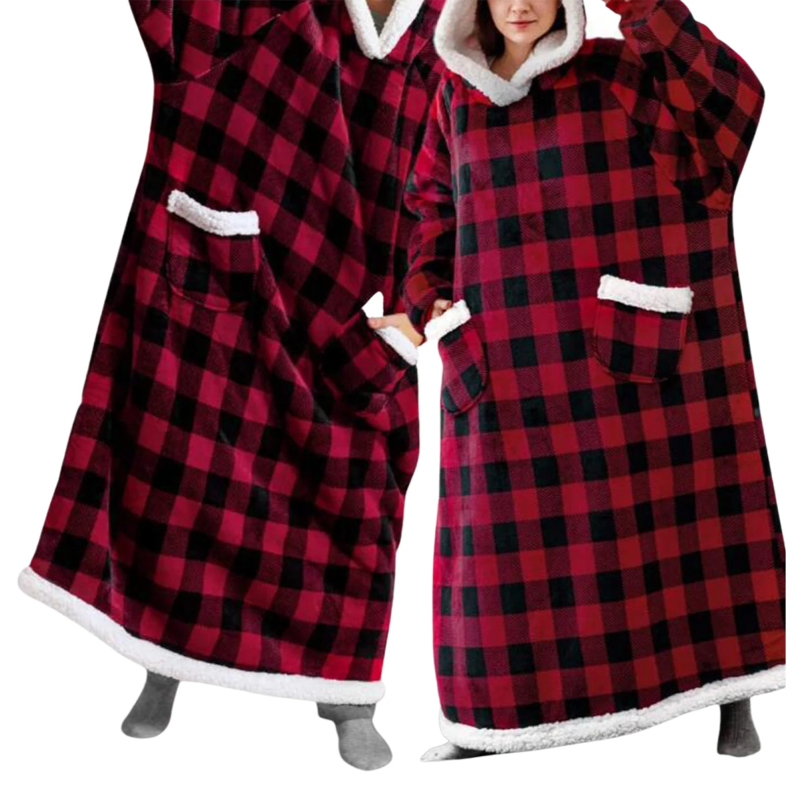 Warm Christmas Women's Clothes Hooded TV Blanket With Big Pockets Flannel Multifunctional Clothing Quilted Coats Plus Size
Warm Christmas Women's Clothes Hooded TV Blanket With Big Pockets Flannel Multifunctional Clothing Quilted Coats Plus Size