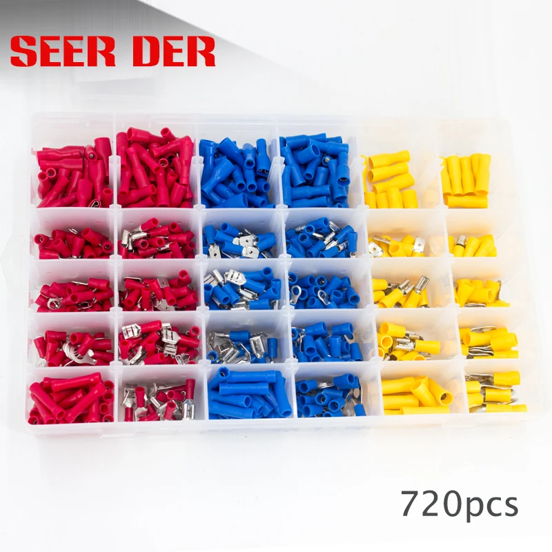 720Pcs Insulated Assorted Electrical Wire Terminal Crimp Connector Spade Set
720Pcs Insulated Assorted Electrical Wire Terminal Crimp Connector Spade Set
