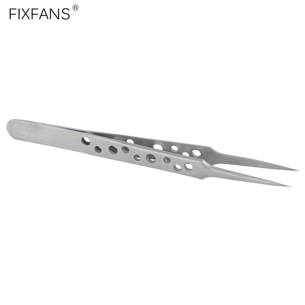 

FIXFANS 12cm Ultra Fine Pointed Tip Precision Stainless Steel Tweezers for Electronics Repair PCB SMD Micro Soldering Tools
