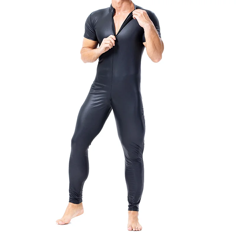 Men Jumpsuits PU Leather Shorts Sleeve Bodysuits Sexy Zipper Slim Fitness Gay Undershirts Party Clubwear Plus Size 3XL
Men Jumpsuits PU Leather Shorts Sleeve Bodysuits Sexy Zipper Slim Fitness Gay Undershirts Party Clubwear Plus Size 3XL