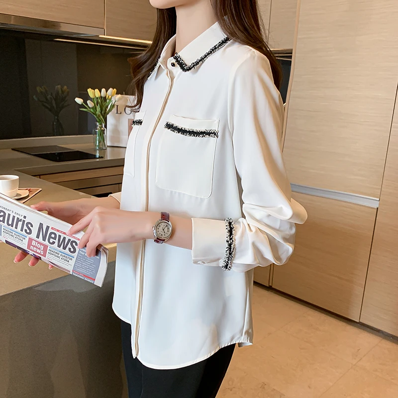 New Long-sleeved Blouse Casual Summer Shirt Houthion Lapel Chiffon High-end Top Fashion Blouses Comfortable
New Long-sleeved Blouse Casual Summer Shirt Houthion Lapel Chiffon High-end Top Fashion Blouses Comfortable